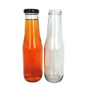 Bán Buôn 350Ml Rõ Ràng Chai Nước Trái Cây Thủy Tinh Chai Nước Giải Khát Với Nắp Kim Loại