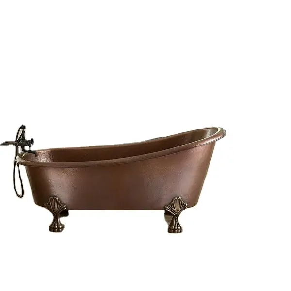 Kupfer Klauen fuß gehämmert Badewanne Luxus Patina Oberflächen Single Slipper Luxus Bad Skirted Slanted Messing Badewanne Großhandel Badewanne