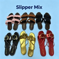 1,75 Dollars Modèle GW004 Taille 35-41 Chaussures Dames Pantoufles Talon Plat en Vrac Fantaisie Dernières Pantoufles Colorées pour Adolescentes