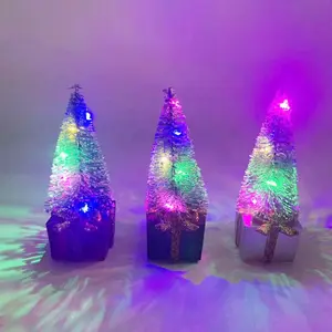 Красочные настольные украшения для рождественской елки, игла для рождественской сосны, маленькая светодиодная подсветка, Маленькая Рождественская елка