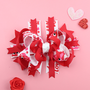 Lazos para el Cabello <span class=keywords><strong>con</strong></span> Plumas para el Día de San Valentín, Clip <span class=keywords><strong>con</strong></span> Forma de Corazón Rojo y Rosa, Lazos para el Cabello de Boutique para Niñas, Accesorios para el Cabello de Niñas - Product Image 5