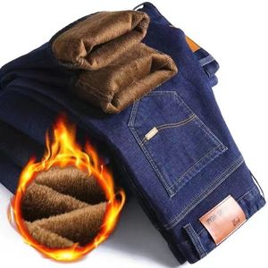 <span class=keywords><strong>Jeans</strong></span> Vintage Foderati in Pile per <span class=keywords><strong>Uomo</strong></span>, <span class=keywords><strong>Pantaloni</strong></span> Invernali Spessi e Larghi a Zampa d'Elefante, Lavaggio Medio, Caldi per Uomini di Mezza Età, Autunno Inverno - Product Image 6