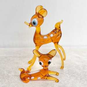 Ensemble de figurines de cerfs en verre faites à la main, sculpture d'animaux de dessin animé, décoration de table, thème de Noël, 2 pièces, décoration de salon - Product Image 1