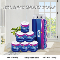 Papier toilette en rouleau jumbo, 1 pli, haute qualité, doux, écologique, soluble dans l'eau, vente en gros, lot de 6, 18 rouleaux familiaux
