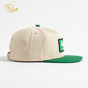 4U GEAR 5 Panel 100% Cotton Snapback Cap Embroidered Logo Unisex Hip Hop Outdoor Sporty Casual Beige Green <b>Flat</b> Brim gorras - Product Image 5