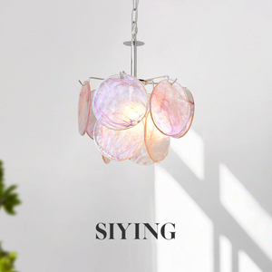 Lámpara de Techo Retro Estilo Murano Francés, con Cristales Multicolores de Nubes Blancas, Lámpara de Noche de Lujo para Dormitorio - Product Image 1