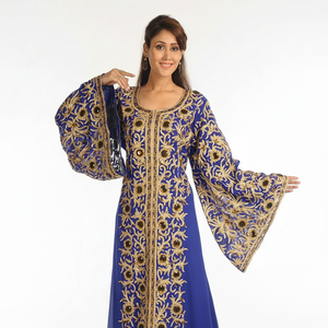 ชุดคาฟตันสีฟ้าเข้มกับงาน zari - Product Image 1