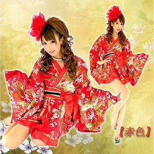 Women's Formal Yukata Long Traditional Kimono Cosplay Anime Costume Photo Shoot Performance Wear Red White Black Polyester - Product Image 2