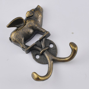 Flying Pig <b>Wall</b> Hook Zinc Alloy Bronze Animal Shape Decorative Coat Rack For Door Or <b>Wall</b> Mounting - Product Image 2