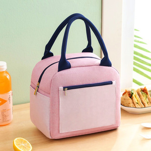 Color-Blocked Insulated <b>Lunch</b> <b>Bag</b> Thickened Aluminum Foil Waterproof Multipurpose Bento <b>Tote</b> For Trip - Product Image 4