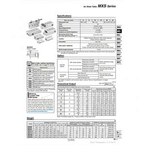 Table coulissante pneumatique SMC Pneumatics MXS20-75 pièces pneumatiques - Product Image 1