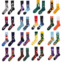 Funny Men's Pattern Dress Funky Fun Colorful Crew Asymmetric Mid-Tube Unisex Ab Mismatched Cotton Men's Funny Socks