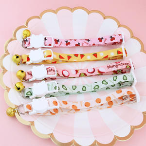 Collar de campana de gato de estilo moderno con estampado de frutas con hebilla separable, cierre de seguridad de poliéster ajustable, evita la asfixia para perros - Product Image 6