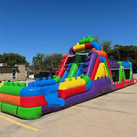 Structure gonflable d'obstacles en blocs de construction, château gonflable commercial, équipement de terrain de jeu pour enfants