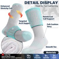 Chaussettes de ski et de randonnée en laine épaisse OEM pour l'hiver, haute qualité, anti-humidité, avec revers extensible, boucle en tissu éponge, coussinets intégraux, chaussettes thermiques de ski