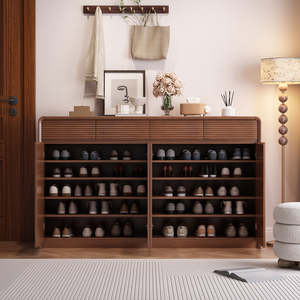 <span class=keywords><strong>Scarpiera</strong></span> da Ingresso di Lusso Ergonomica con Design Regolabile in Altezza, Cerniere a Chiusura Ammortizzata, Finitura Minimalista in Noce di Alta Qualità - Product Image 4