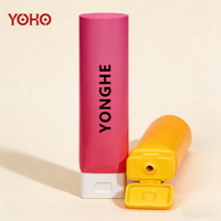 Tubos Exprimibles de PE Impresos Personalizados de Alta Calidad, 60-150 ml, Envases Cosméticos Vacíos, Marca YOHO, Tapa Rectangular Abatible, Marcas de Belleza