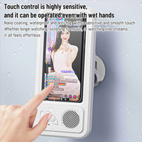 Support Téléphone Mural Étanche Antivaho avec Écran Tactile et Haut-Parleur Bluetooth pour Salle de Bain et Douche