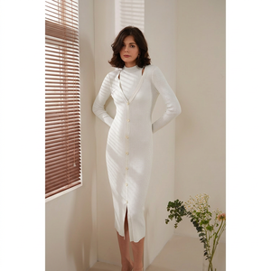 Vestido de Suéter para Mujer, Personalizado de Fábrica, Manga Larga, Moderno, Vestidos de Primavera e Invierno para Damas, Vestidos Largos de Noche - Product Image 1