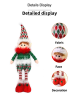 Nouvelle charmante poupée de Noël rose Bonhomme de neige Père Noël Renne, décorations de Noël pour fenêtres avec paillettes roses