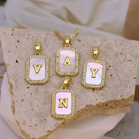 MECYLIFE Nouveaux pendentifs breloques 26 lettres, bijoux incrustés de coquillages, alphabet DIY, pendentifs personnalisés avec initiales, accessoires de bijoux