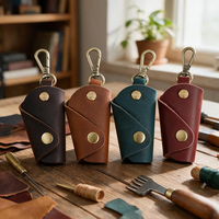 Porte-clés en cuir véritable pour homme, porte-clés de voiture, organiseur de poche, étui Crazy Horse fait main, cadeau