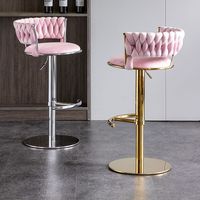 Chaise de bar moderne stable et ajustable pour le salon et l'extérieur Tabouret de bar haut en tissu de velours avec cadre en bois et en métal
