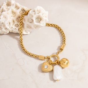 High-End 18k Gold Plated Stainless Steel Women's Jewelry <b>Charm</b> Bracelet Pendant Accessory Color-Preserving Trendy Anniversary - Product Image 1