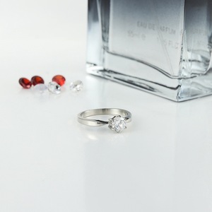 yunnique Unisex Diamond <b>Ring</b> <b>Silver</b> Claw Setting Engagement Fashion <b>Ring</b> Geometric Design Jewelry - Product Image 3