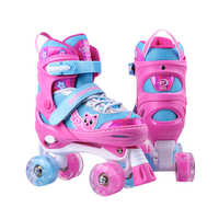 Patins à roulettes clignotants quadruples réglables pour enfants avec 4 roues pour enfants et filles