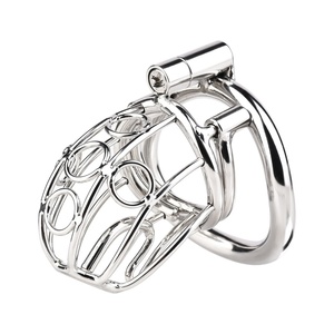 Jaula de Castidad Metálica de Acero Inoxidable para Pene, para Hombres, Bondage BDSM, con Cuatro Anillos para Pene - Product Image 4