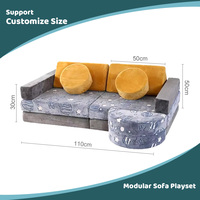 Canapé de jeu modulaire pliable et convertible pour enfants, personnalisable OEM, canapé de jeu en mousse sectionnel combiné pour enfants pour salle de jeux