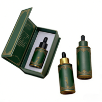 Flacon compte-gouttes rond en verre de luxe avec boîte cadeau pour sérum et huile essentielle, emballage cosmétique, flacon compte-gouttes avec boîte