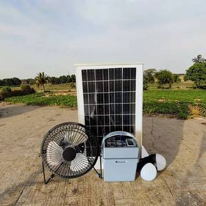 ระบบไฟส่องสว่างขนาดเล็ก 5-in-1 แบบออฟกริด พร้อมแผงโซลาร์เซลล์ 12W แบตเตอรี่ตะกั่ว-กรด พัดลมโลหะ และหลอดไฟ - พาวเวอร์แบงค์แบบพกพา - Product Image 4