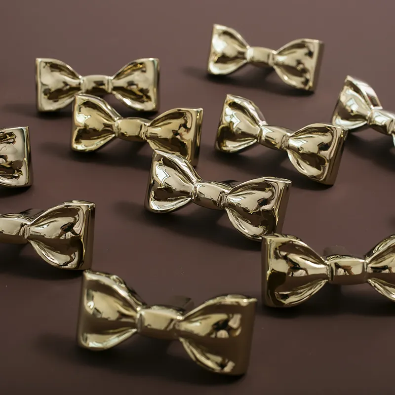 Brass Cute Bow necktie shape Drawer Knobs Pulls Dresser Kitchen Knobs Cabinet Handle Door Knob Home Decor Furniture Hardware