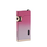 Encendedor de Gas Butano de Doble Llama Azul, Encendedor a Prueba de Viento, Portátil, Metálico, Diseño para Cigarros y Cigarrillos, Regalos Empresariales