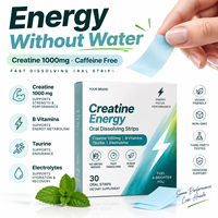 Bandes de créatine énergisantes à dissolution orale, vitamines B, taurine, électrolytes, sans caféine, film à dissolution rapide, marque privée OEM