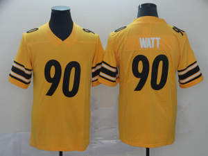 Maillot de football américain à manches courtes, personnalisé avec le nom et le numéro du joueur, respirant et à séchage rapide, jaune Pittsburgh - Product Image 1