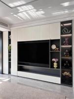 Mueble de TV Moderno con Luces LED, Cajones de Almacenamiento, Puertas de Vidrio, Estantes Abiertos, Color Blanco para Sala de Estar, Personalizable