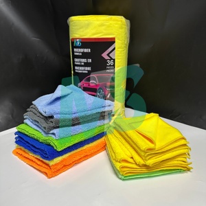 Paquete de 36 Toallas de Limpieza Suaves y Absorbentes de Alta Calidad, Toalla de Microfibra de Pelo Corto y Largo para Lavado de Autos, Paño Tejido de Microfibra de 16" x 16" - Product Image 1