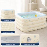Piscine gonflable rectangulaire pour enfants avec parois en PVC à chambres d'air superposées de 0,30 mm pour jeux aquatiques intérieurs à la maison, impression personnalisée