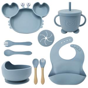 Eco-Friendly Silicone Baby Feeding Set Wholesale <b>Toddler</b> Tableware Bowl <b>Plate</b> Spoon Fork BPA Free Kids Dining - Product Image 2