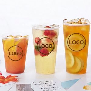 Vasos de PP en Forma de U Transparentes y Ecológicos con Logotipo Personalizado, Vasos Gruesos para Smoothies, Té Boba, Té de Burbujas con Tapas - Product Image 3