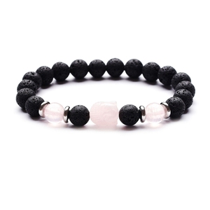 Pulsera de cuentas de piedra de <span class=keywords><strong>Lava</strong></span> de 8MM Unisex, cabeza de Buda a la moda, piedra preciosa de Cuarzo <span class=keywords><strong>Rosa</strong></span>, forma de bola, regalo de joyería de cristal curativo - Product Image 2
