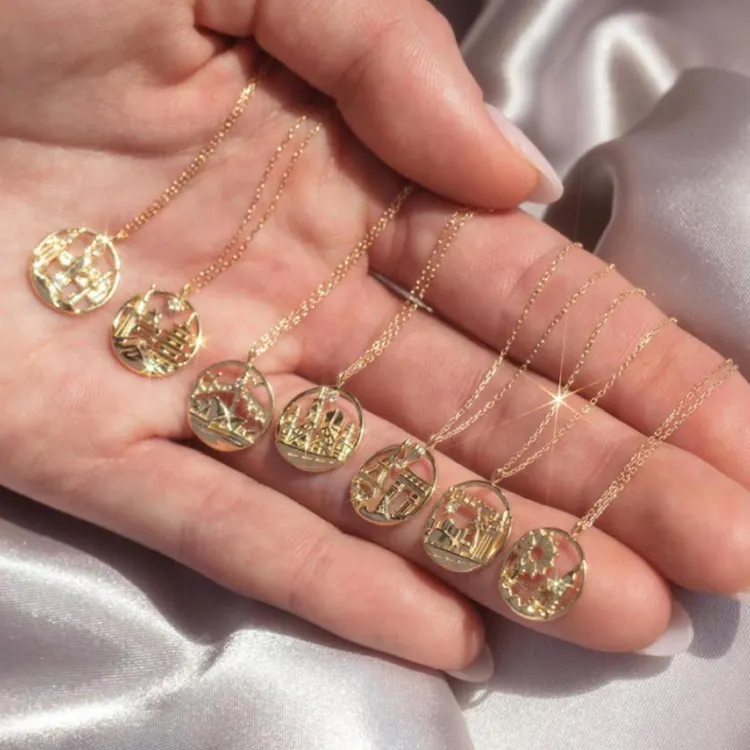 Tarnish colar feminino de aço inoxidável, colar livre de jóias banhado a ouro, para cidade