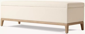 New Arrivals Contemporary Fabric End-of-Bed Handcrafted Solid <strong>Oak</strong> Wood Bedroom Furniture <strong>Storage</strong> <strong>Bench</strong> - Product Image 3