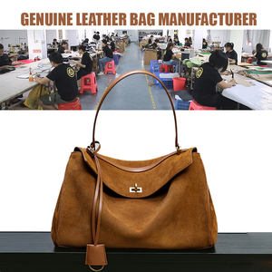 博尔斯制造商定制批发来样定做女士复古奢华设计磨砂麂皮真皮女士单肩包手袋 - Product Image 1