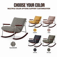 Fauteuil à bascule ergonomique en tissu et bois de frêne, design moderne et épuré, détachable, lavable, écologique, pour salon, balcon ou bureau