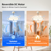 Ventilateurs de plafond industriels réversibles BLDC en gros d'usine avec lumière LED, modernes, rétractables, 3 CCT, 6 vitesses, télécommande dimmable