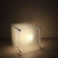 Lampada a Sfera Regolabile in Acrilico a Strati, Luce Tramonto Artistica Moderna, Cubo Arancione con Sfera